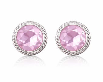 Morganite Gemstone Stud Earrings: 925 Sterling Silver Handmade Women Daily Wear Jewelry For Gift