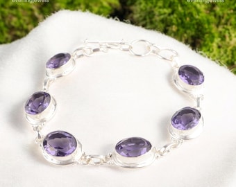 Iolite Bracelet: Sterling Silver Purple Gemstone Jewelry