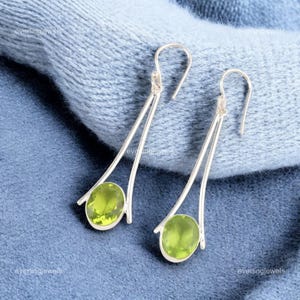 Exquisite Peridot Earrings, Green Gemstone Earrings, Drop & Dangle Earrings, 925 Sterling Silver Jewelry, Wedding Gift, Earrings For Her