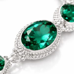 Emerald Gemstone Bracelet, 925 Sterling Silver, May Birthstone Gift image 4