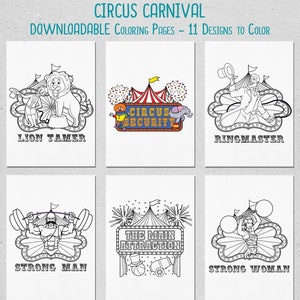 Circus Carnival Printable PDF / Digital Download / Circus Coloring Book