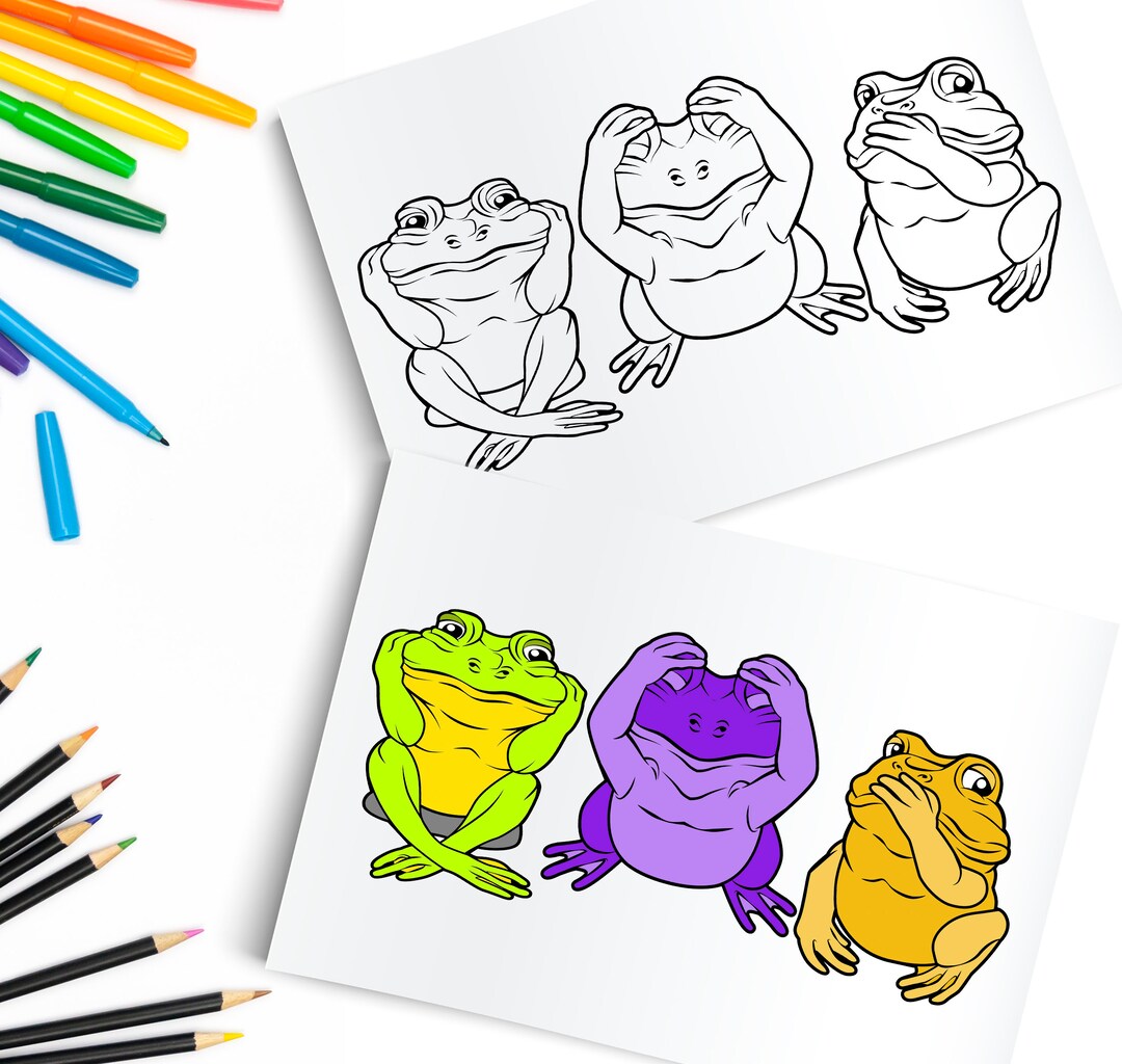 See Hear Speak No Evil Frogs Printable / Digital Download / Cute Frogs ...