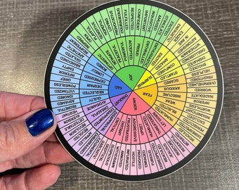 Feelings Wheel Vinyl Sticker 4" or 6" / Emotions Wheel Sticker / Therapy Tool / Therapist Gift / Stocking Stuffer