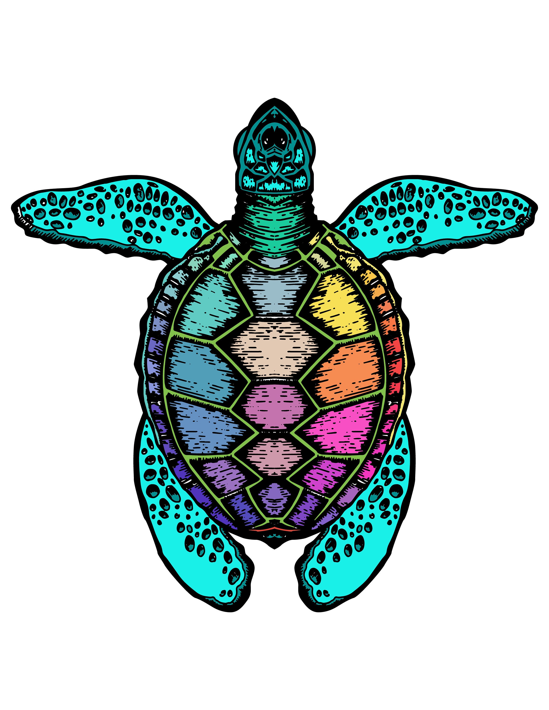 Sea Turtle Coloring Page / Sea Life Coloring Book / Printable Digital ...