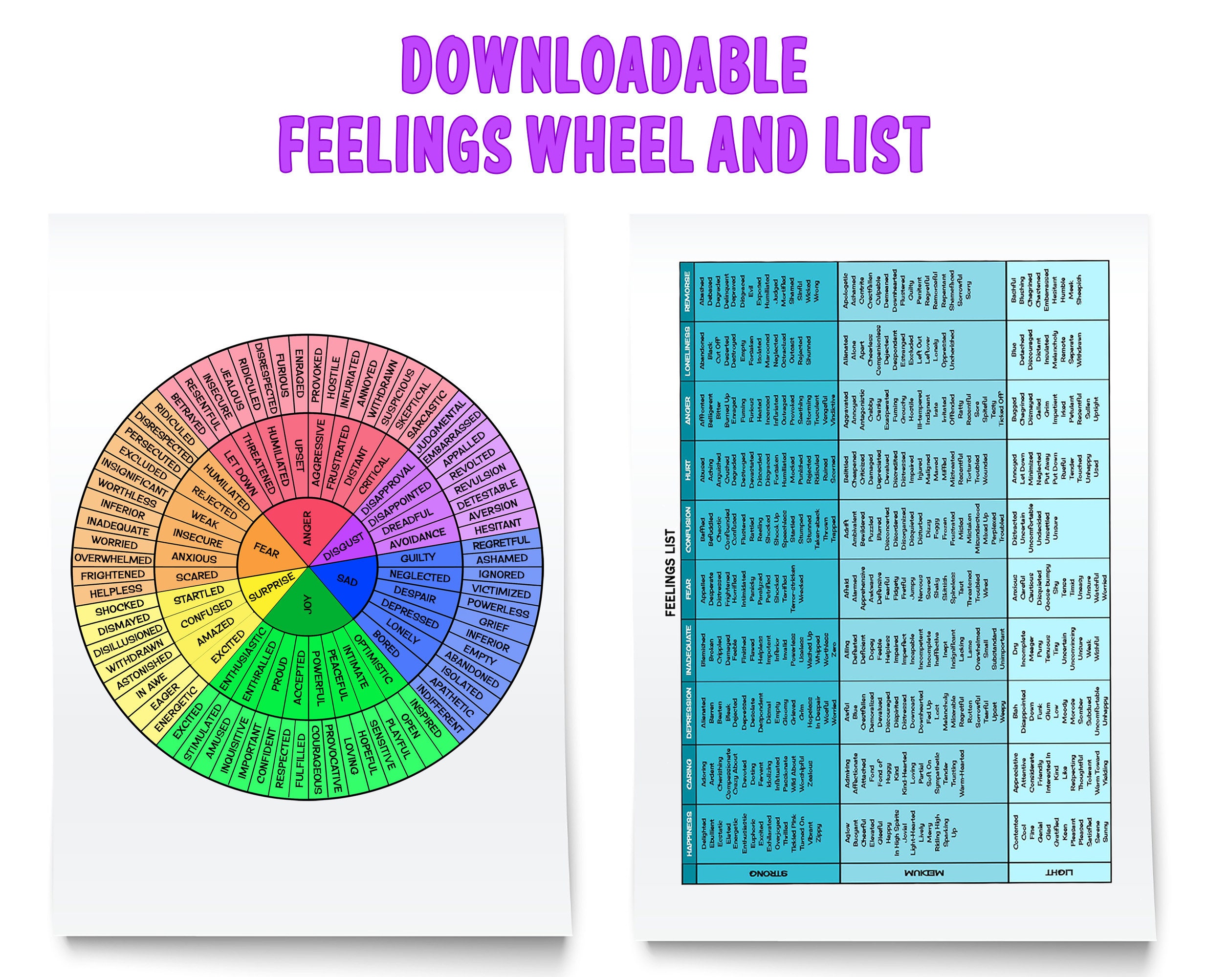 feelings wheel digital download emotions wheel pdf etsy canada