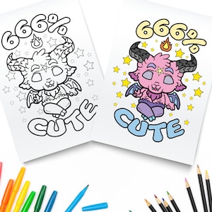 Pastel Goth Baphomet Printable / Creepy Cute Kawaii / Digital Download / Pastel Goth Coloring Pages