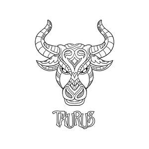 Taurus Coloring Page / Digital Download / Printable Astrological Sign / Taurus Zodiac Sign PDF