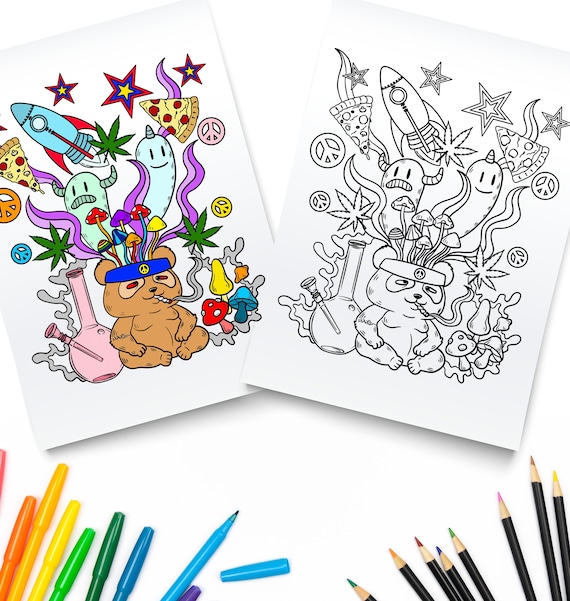 Magic Mushroom Printable Coloring Pages / Digital Download / Trippy  Coloring Book 