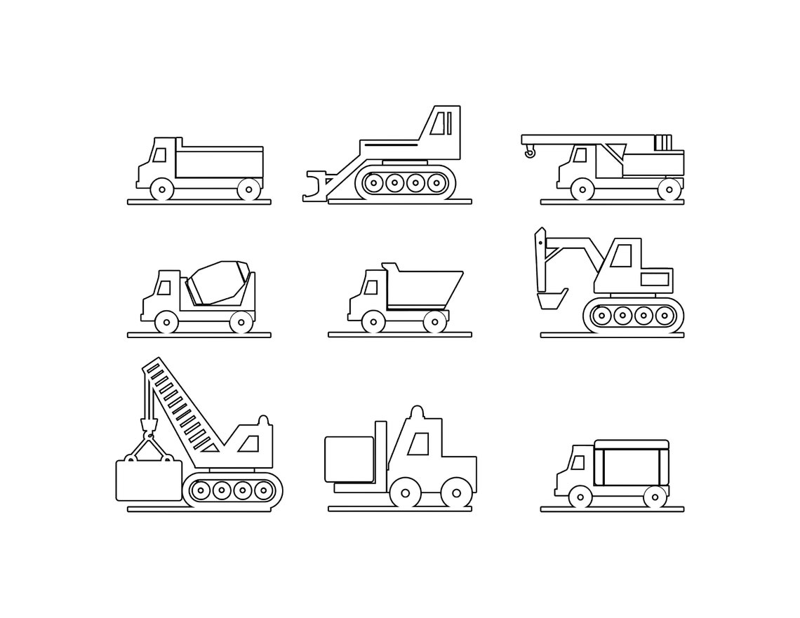 Printable Construction Trucks / Digital Download / Construction Vehicle ...