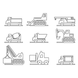 Printable Construction Trucks / Digital Download / Construction Vehicle Coloring Page