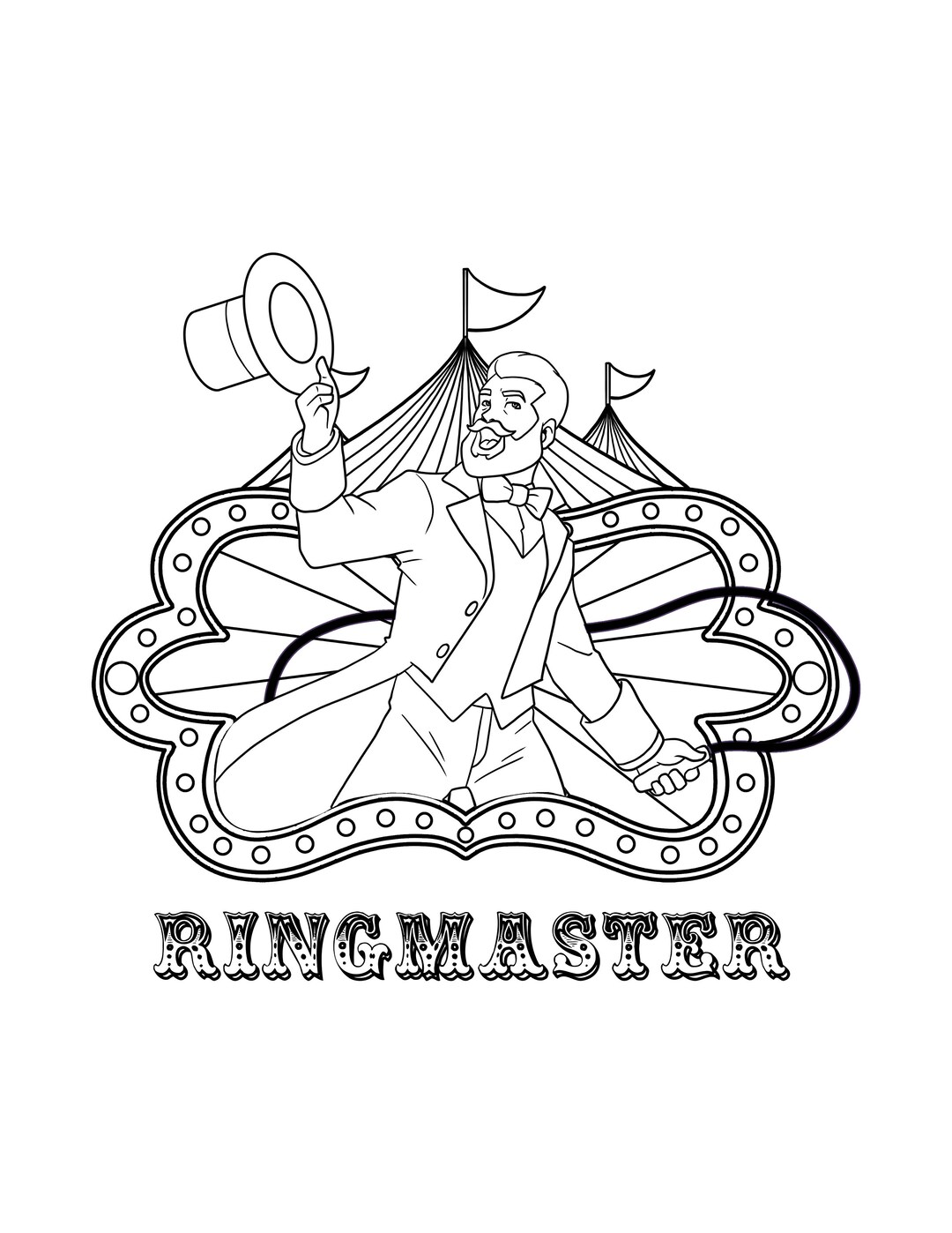 Printable Carnival Ringmaster / Digital Download / Circus Coloring Page