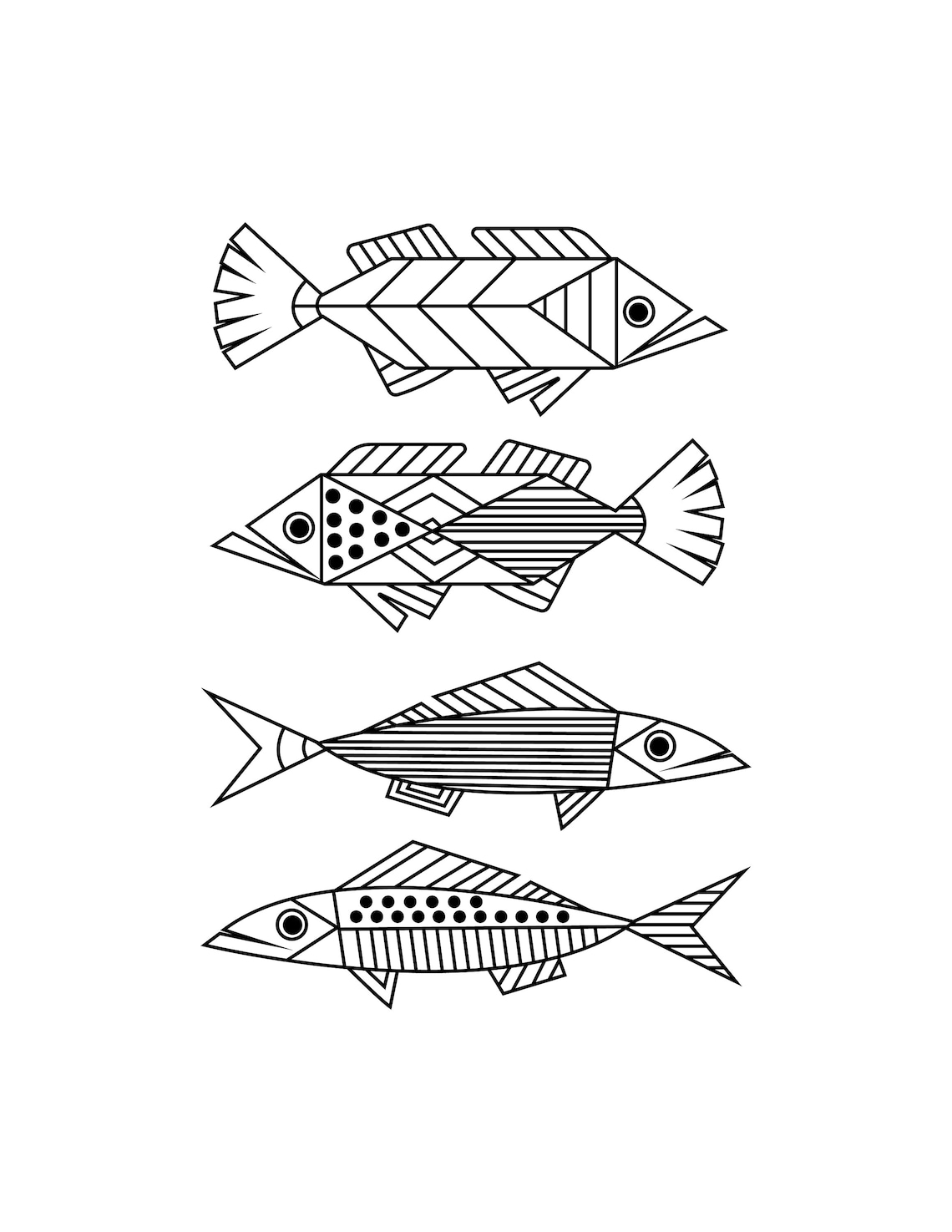 Fish Shape Printable / Digital Download / Fish Coloring Page - Etsy
