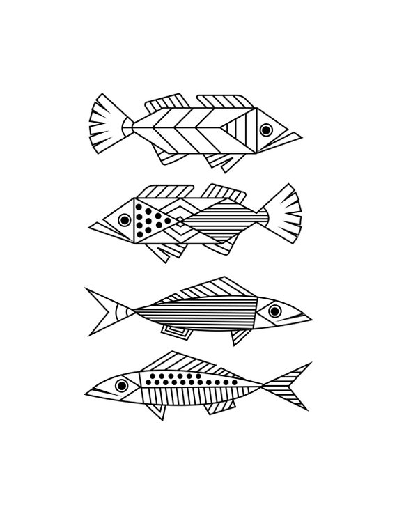 Fish Shape Printable / Digital Download / Fish Coloring Page - Etsy