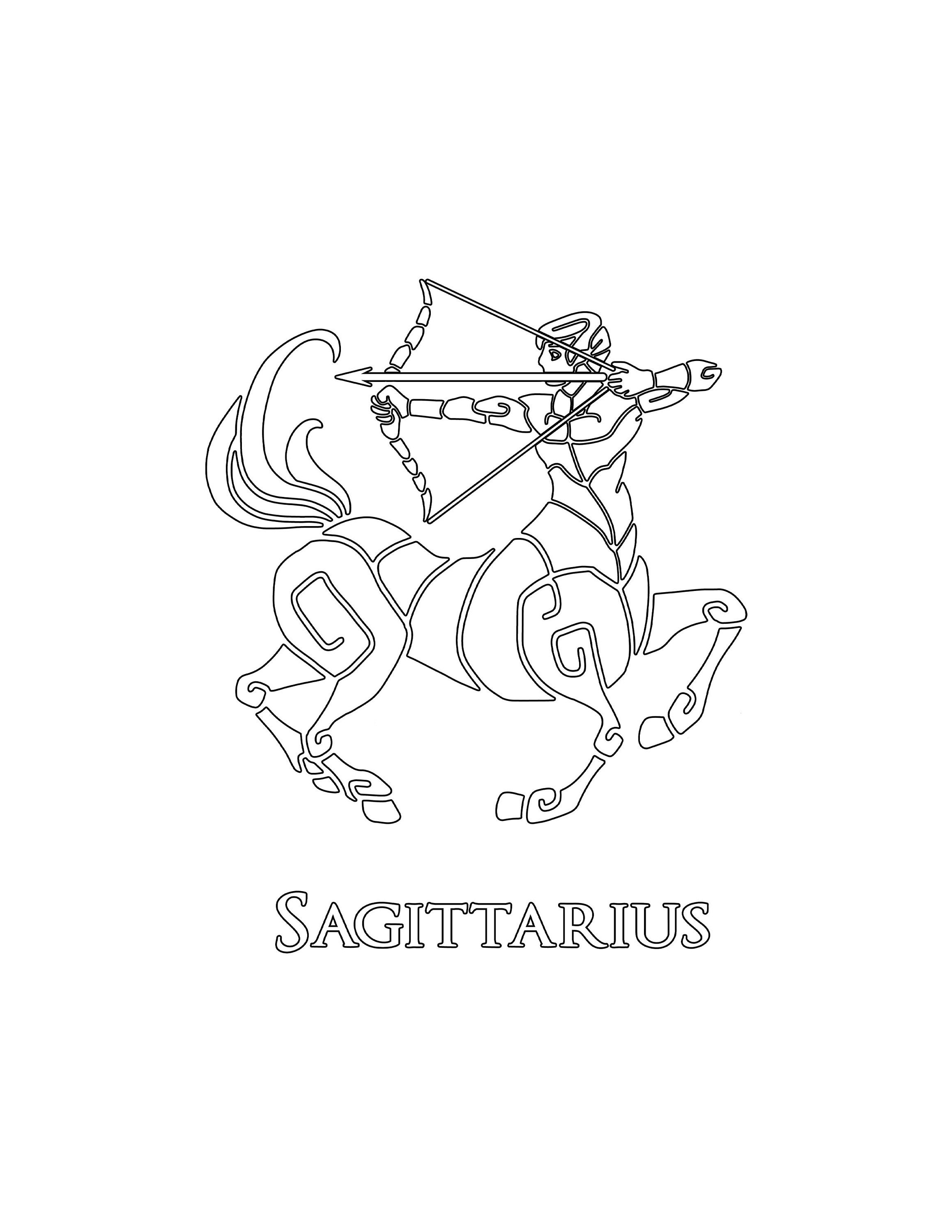 Printable Sagittarius / Zodiac Sigs Adult Coloring Pages / Digital