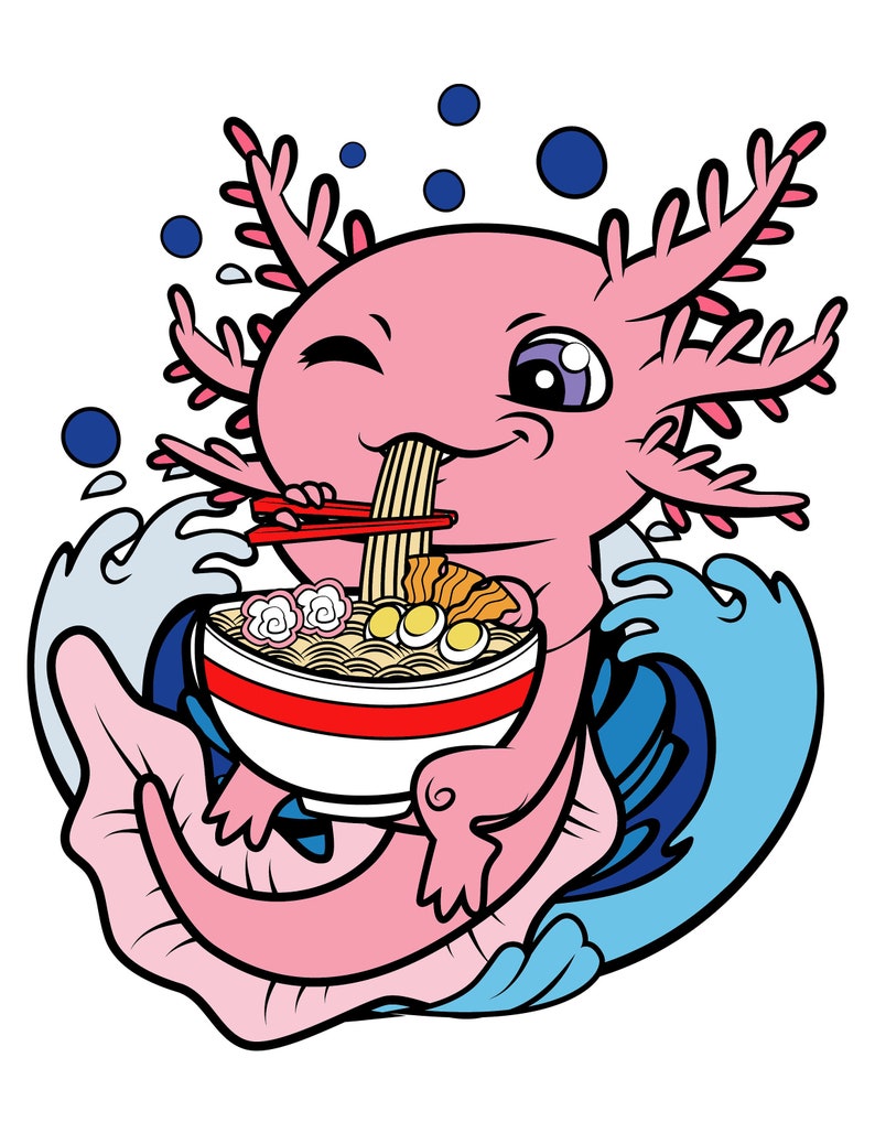 Cute Axolotl Ramen Coloring Page / Digital Download / Axolotls Kawaii ...