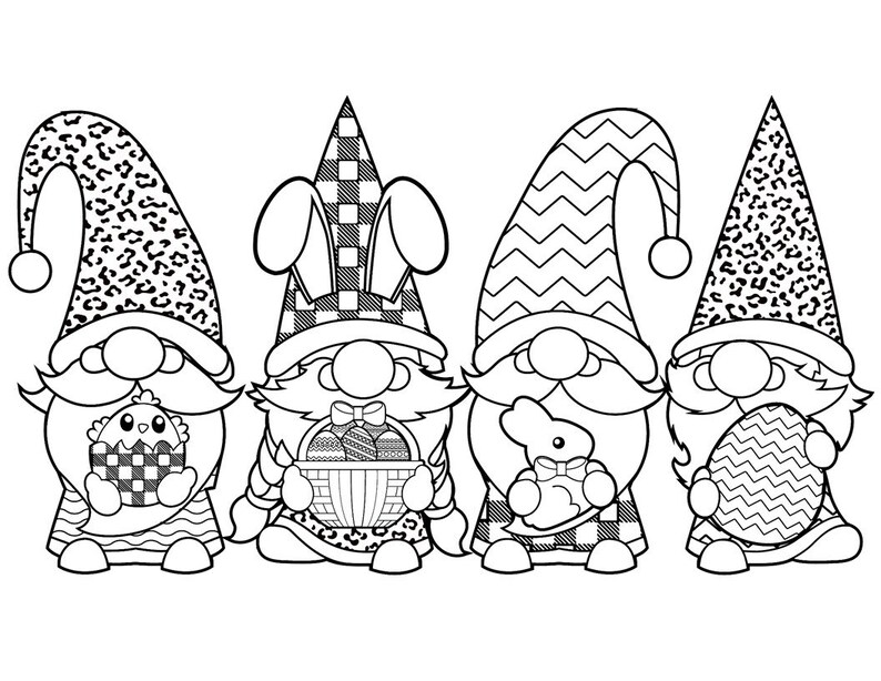 Easter Coloring Pages Printable / Easter Gnomes / Digital Download ...