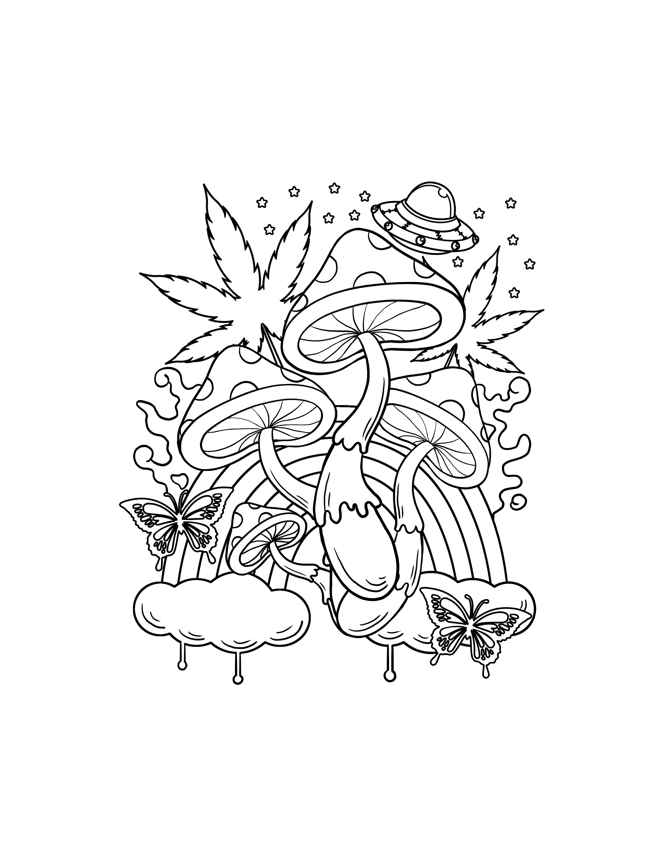 trippy coloring pages magic mushroom printable pdf digital etsy ireland