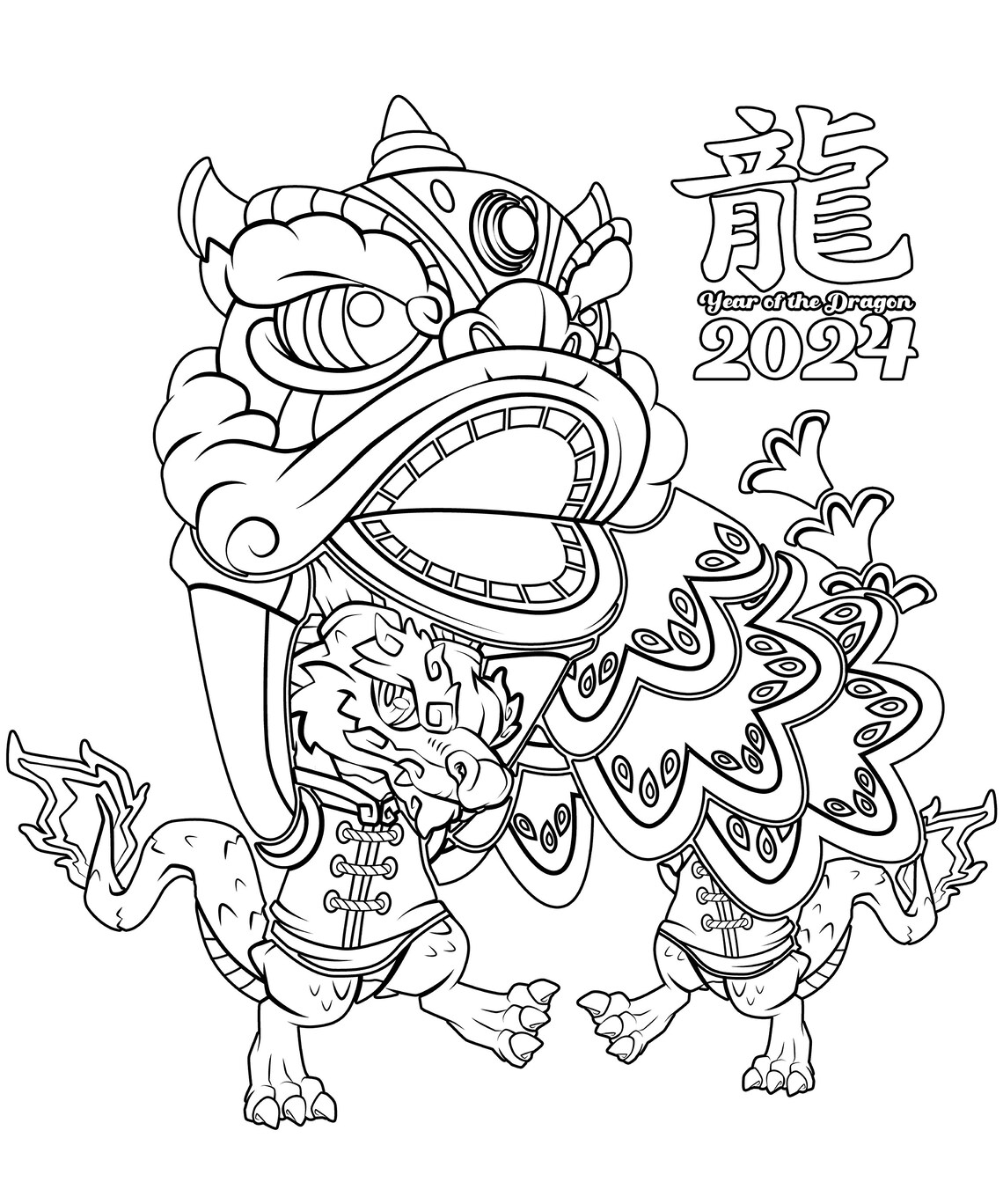 Year of the Dragon Printable Coloring / Chinese New Year Downloadable
