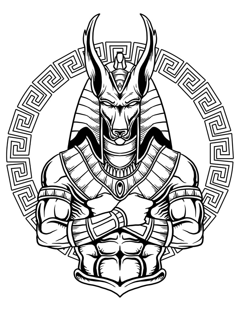 Egyptian God Of Afterlife Dead Anubis / Digital Download / Anubis Altar Printable Coloring Page image 2