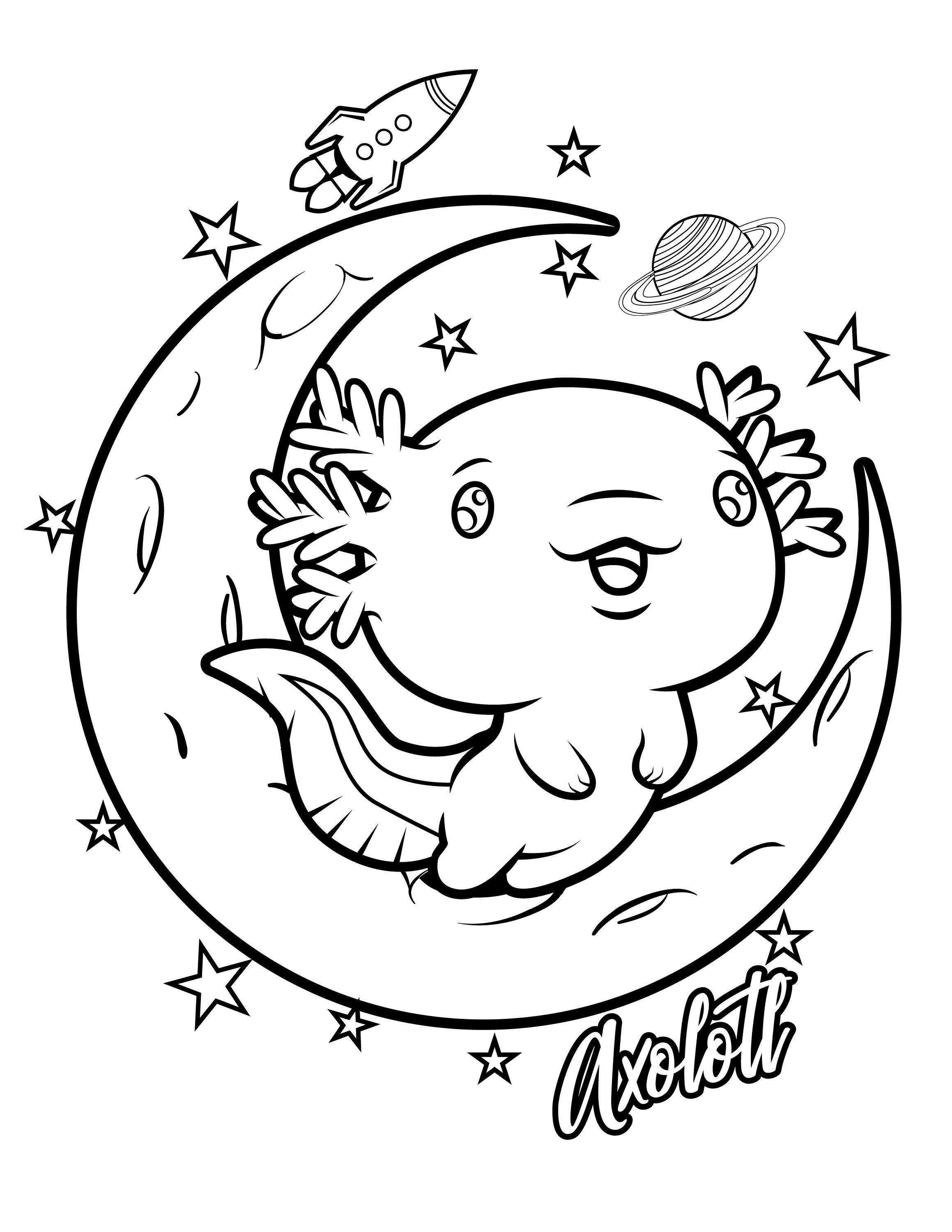Cute Axolotl Coloring Pages Axolotl Yinyang Bobalotl Gamesolotl Readsolotl Digital