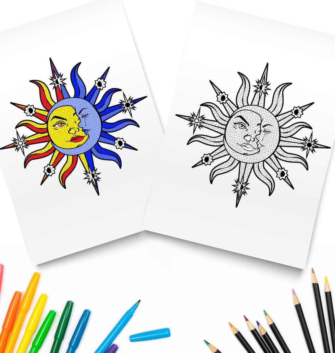 Celestial Sun and Moon Printable / Digital Download / Sun and Moon ...