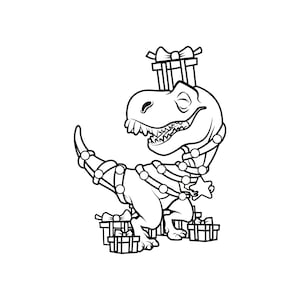 Printable Tree Rex Christmas Dinosaur / Digital Download / Christmas Coloring Page