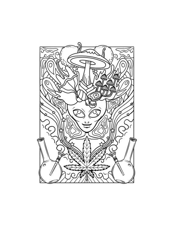 30-page Stoner Coloring Book: Trippy, Adult Relaxation Pages digital Print  