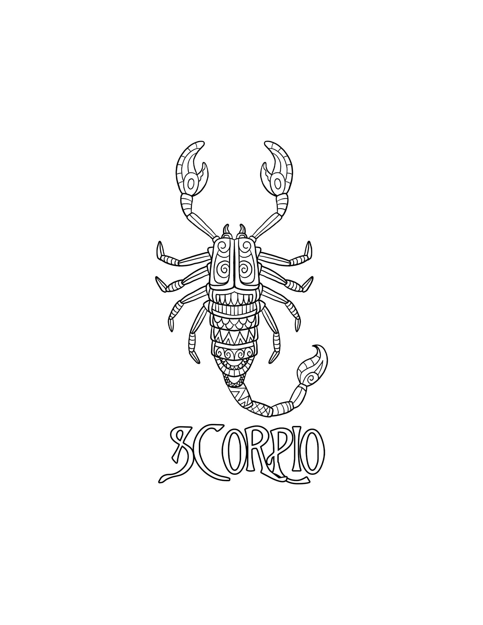 Scorpio Coloring Page / Digital Download / Printable Astrological Sign ...