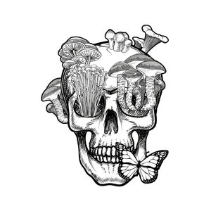 Trippy Skull Mushrooms Printable PDF / Digital Download / Stoner Coloring Page / Trippy Stoner