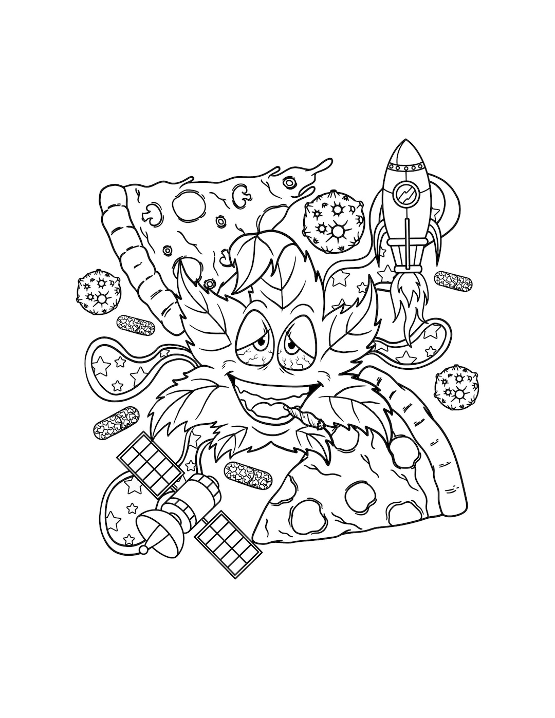 Printable Trippy Weed Coloring Page / Digital Download / Stoner Weeds ...