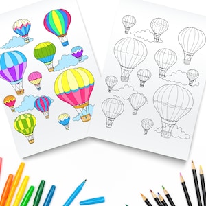 Printable Hot Air Balloon Coloring Page / Digital Download / Festival Of Balloons