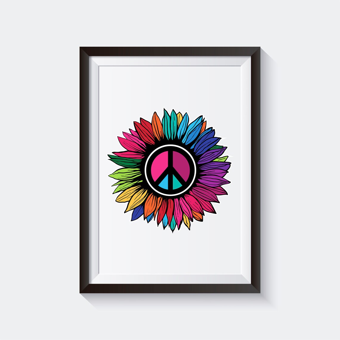 Printable Sunflower Peace Sign / Digital Download / Flower Art Etsy