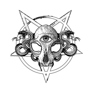 Printable Divination Skull / Magic Pentacle / Digital Download / Witchy Coloring Page