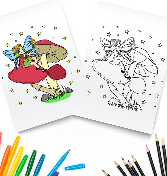 Fairycore Printable PDF / Fantasy Coloring Page / Digital | Etsy