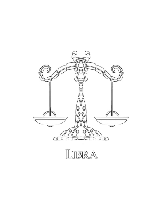 Printable Libra / Zodiac Sigs Adult Coloring Pages / Digital - Etsy