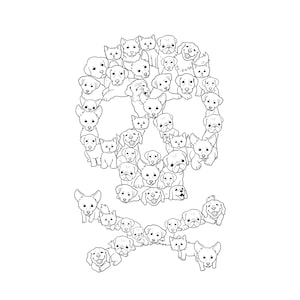 Printable Skull Of Dogs Coloring Page / Funny Halloween Dogs / Digital Download / Skull And Crossbones PDF / Dog Lover Gift