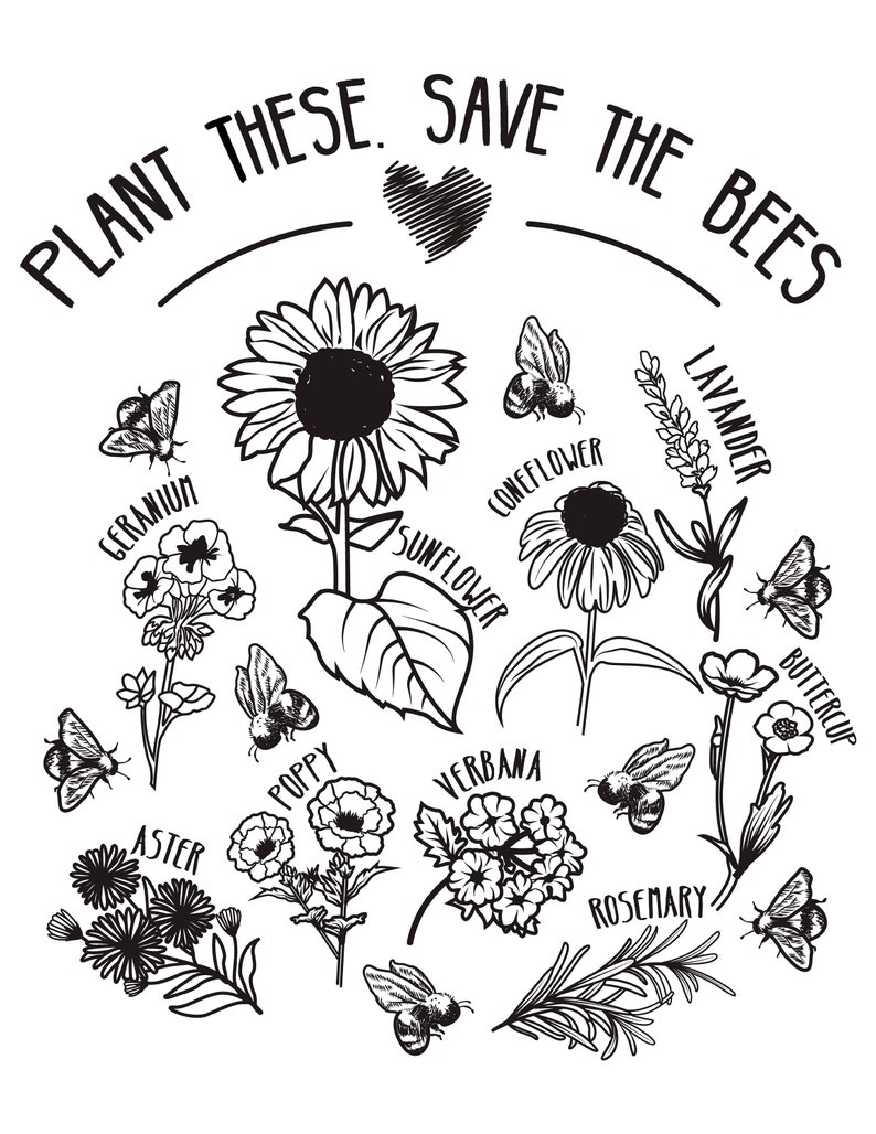 Plant These Save Bees Printable / Digital Download / Flowers - Etsy