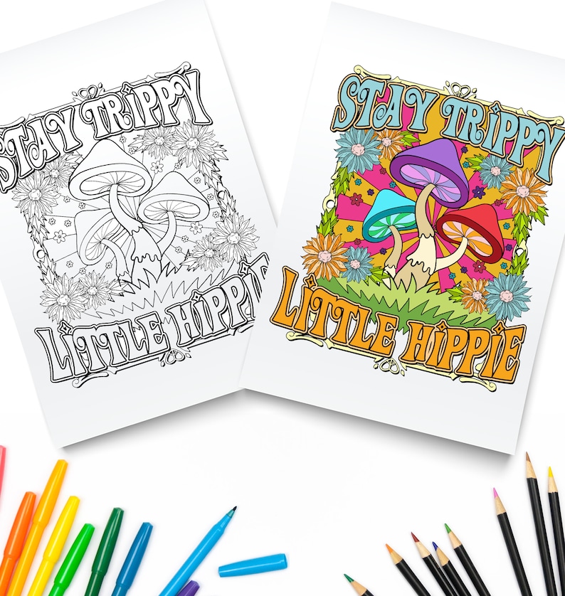 Stay Trippy Little Hippie Printable PDF / Magic Mushrooms / Digital ...
