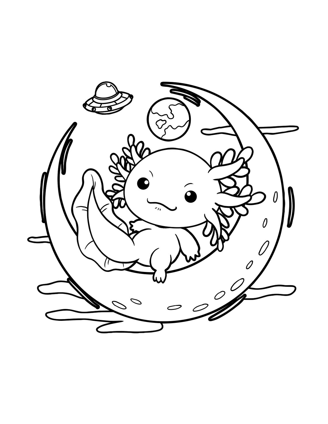 Printable Cute Axolotl Coloring Page Digital Download Etsy Australia