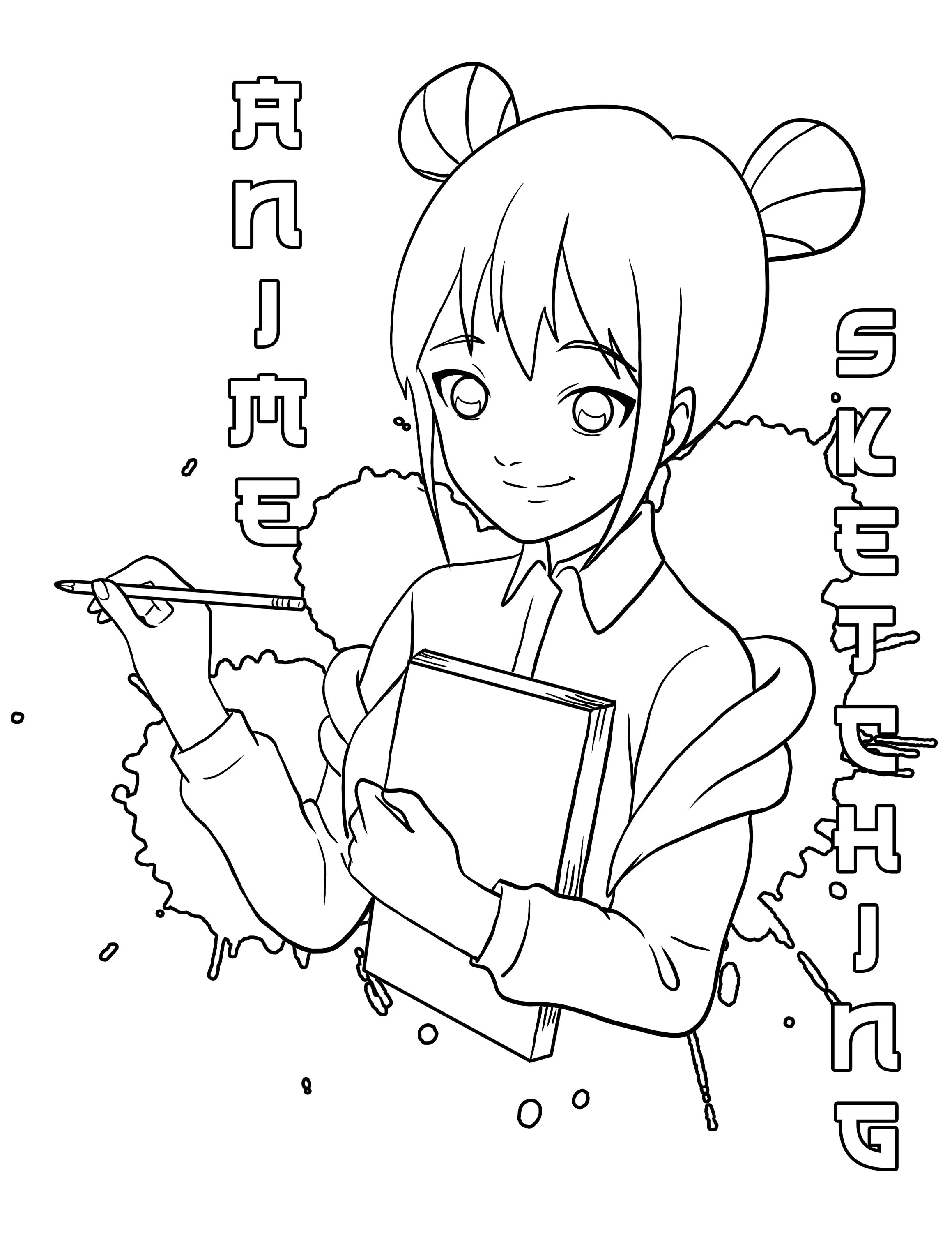 Anime Sketching / Digital Download / Anime Printable Coloring - Etsy