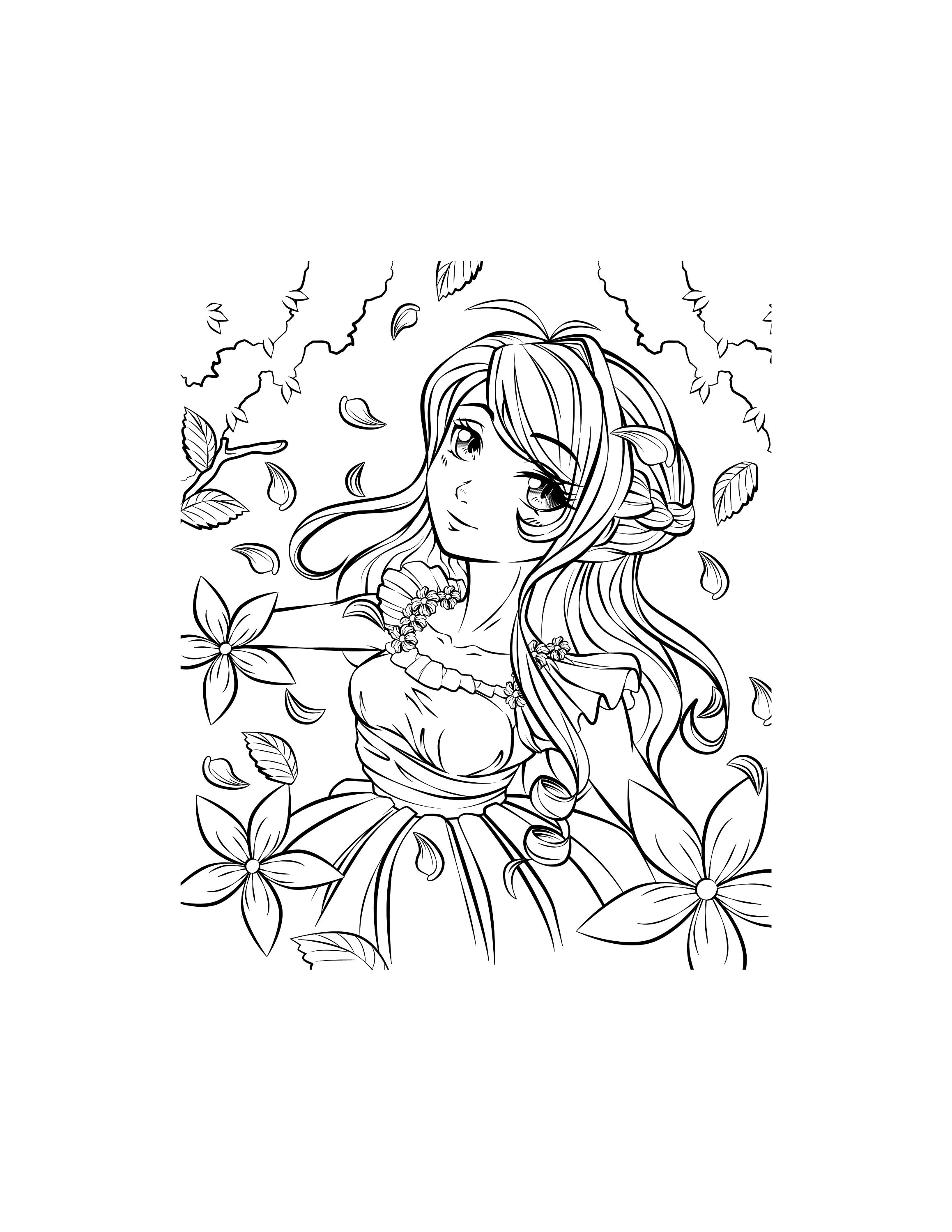 Anime Girl Coloring Page For Girls  Turkau