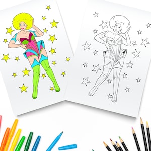 Drag Queen Adult Coloring Page / Digital Download / Drag Race / Gay Pride Printable