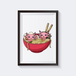 Cute Axolotl Coloring Page / Ramen Digital Download / Axolotls Kawaii ...