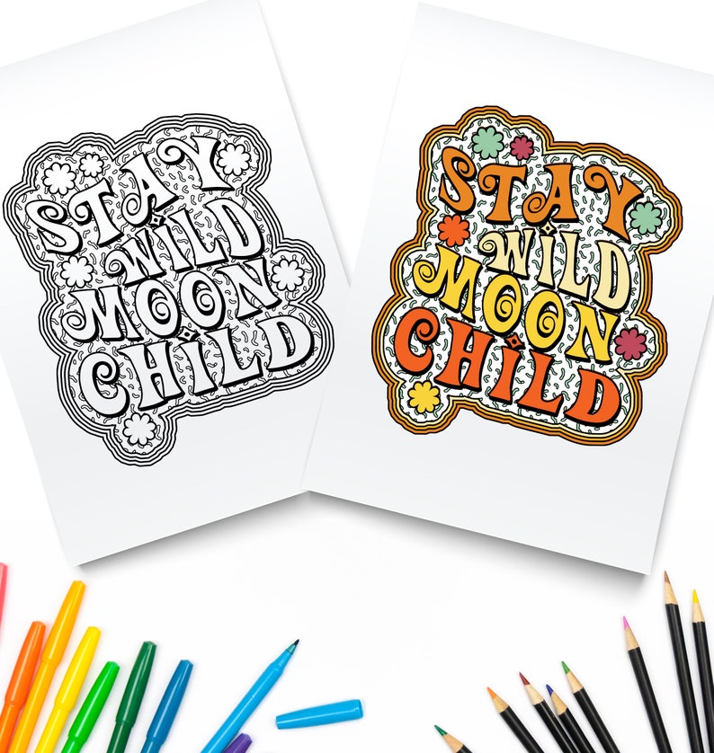 Printable Stay Wild Moon Child Retro PDF / Digital Download / Hippie ...