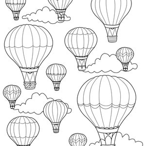 Printable Hot Air Balloon Coloring Page / Digital Download / Festival ...