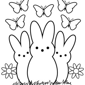 Easter Coloring Pages Printable / Easter Bunny / Digital Download / Peeps Coloring Page / Easter Activities / Easter Coloring Book image 2