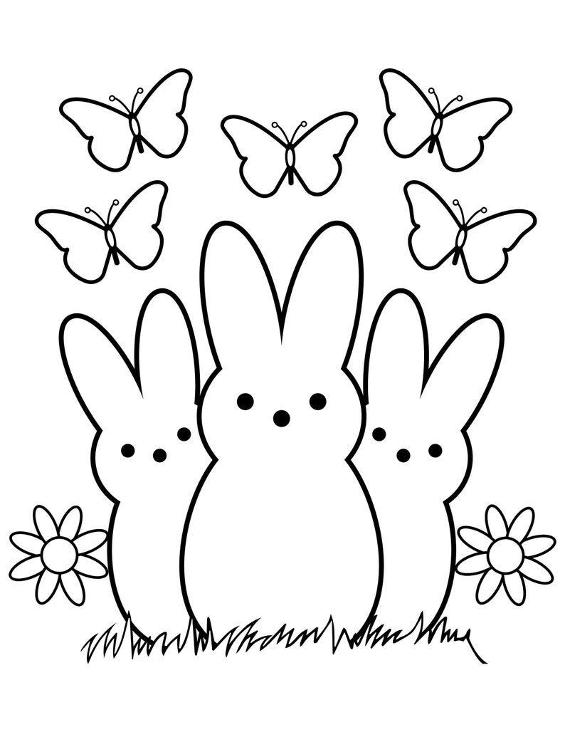 Easter Coloring Pages Printable / Easter Bunny / Digital Download / Peeps Coloring Page / Easter Activities / Easter Coloring Book image 2
