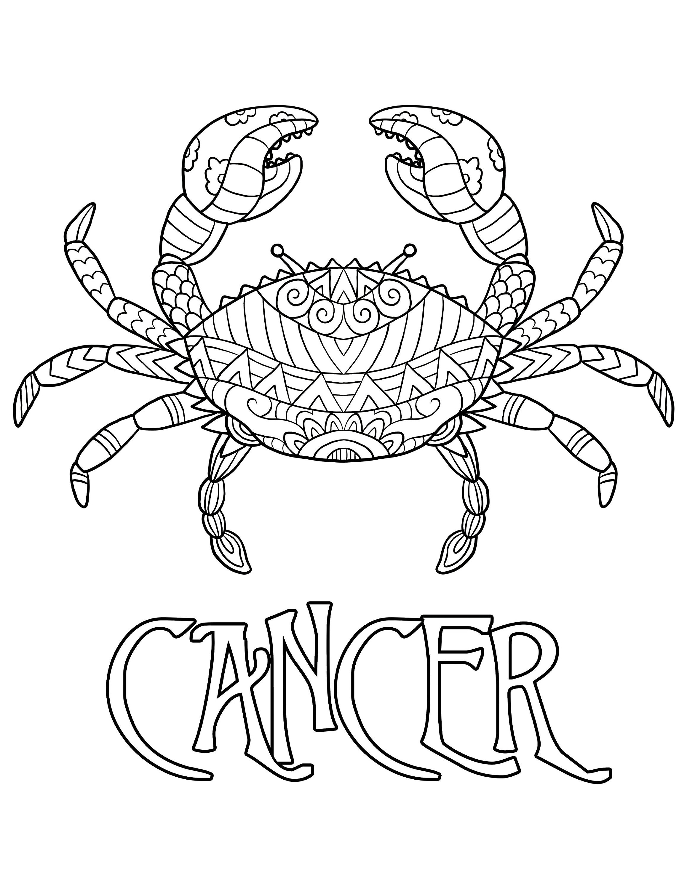 Cancer Coloring Page / Digital Download / Printable Astrological Sign