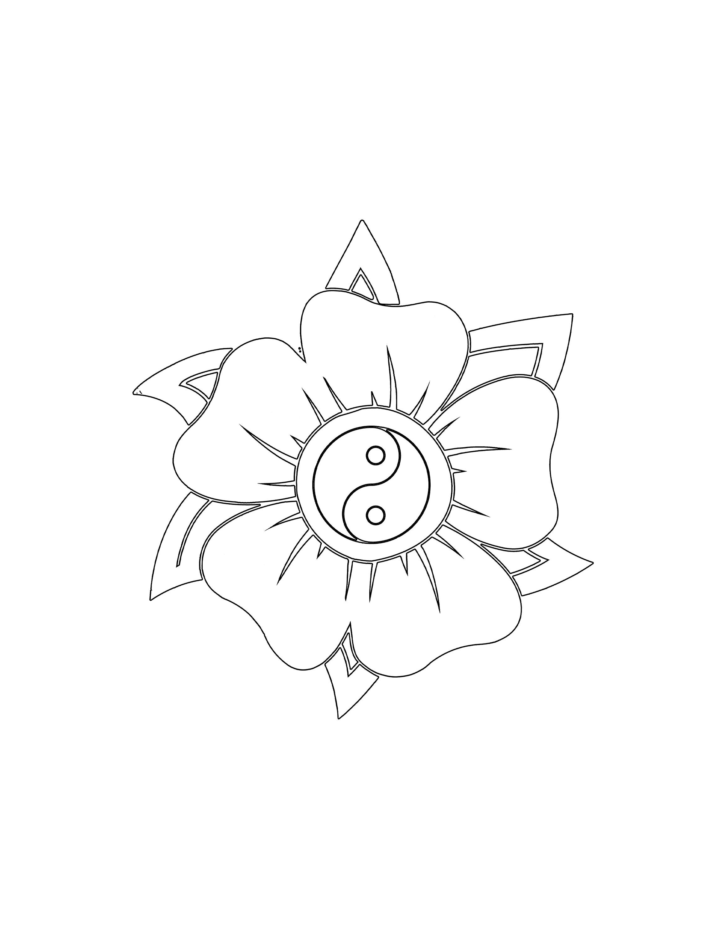 Yin Yang Symbol Lotus Flower Good Luck and Fortune Printable / Etsy