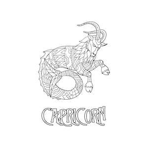 Capricorn Coloring Page / Digital Download / Printable Astrological